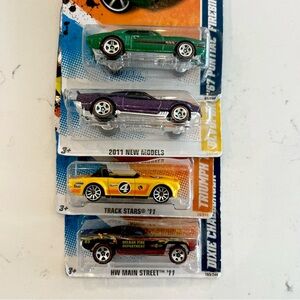 Die-Cast Toy Car 4-Pack — Green, Purple, Yellow & Black